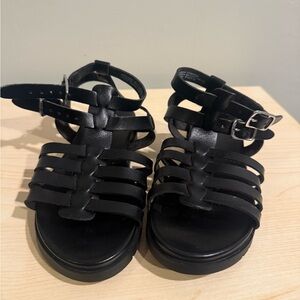 Black Strappy Gladiator Sandals - youth